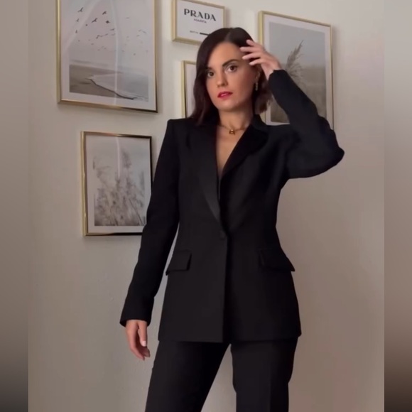 ZARA SATIN EFFECT TUXEDO JACKET - Picture 12 of 16